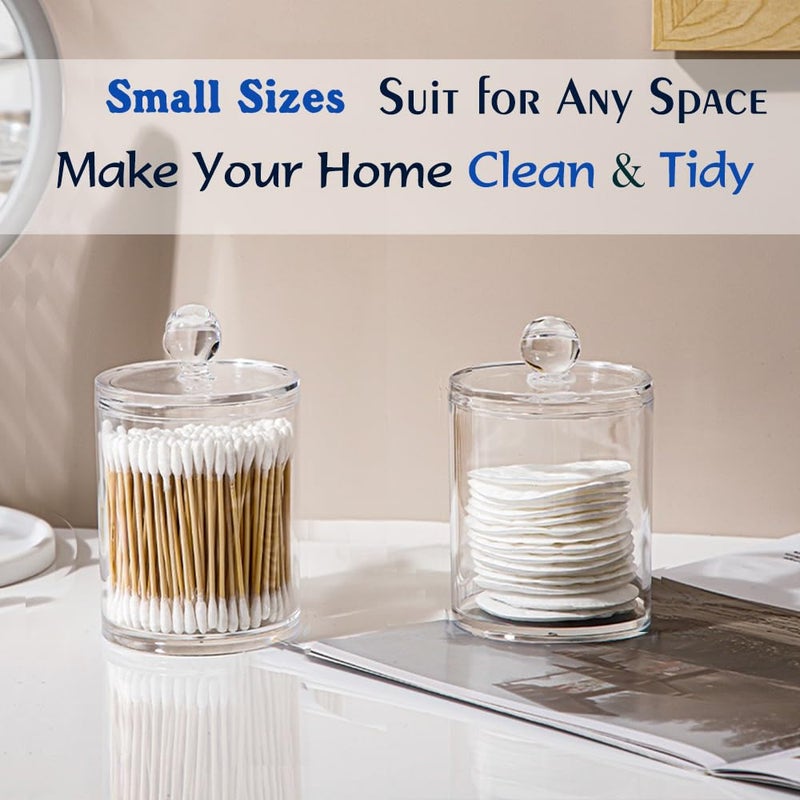 WISIEW Swab Holder Canisters with Lid  Bathroom Qtip Dispenser Apothecary Jars  Clear Plastic Cotton Ball Pad Container for Cotton Swabs  Q-Tips  Make Up Pads  Cosmetics - Image 5